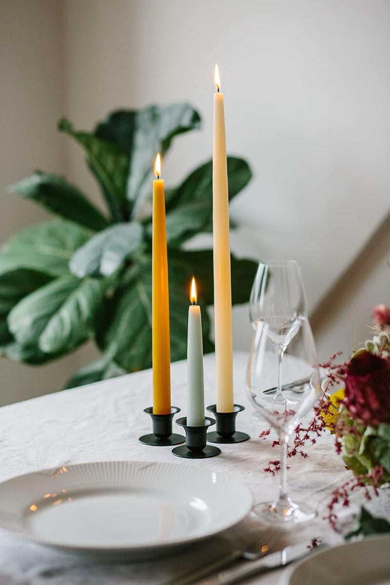 Kunstindustrien ® Taper Candles, Set of 4, 13.8" – Made in Denmark, Long Burning Candles 15h, Unscented & Smokeless Candlesticks – Elegant Tall Candles for Weddings Dinners & Home Decor (Pastel Yellow) - Image 4